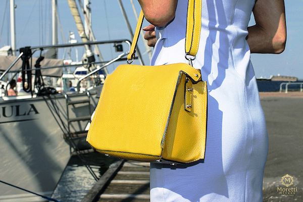 Lioni handbag in luxury leather by Moretti Milano Italy yellow 600x400